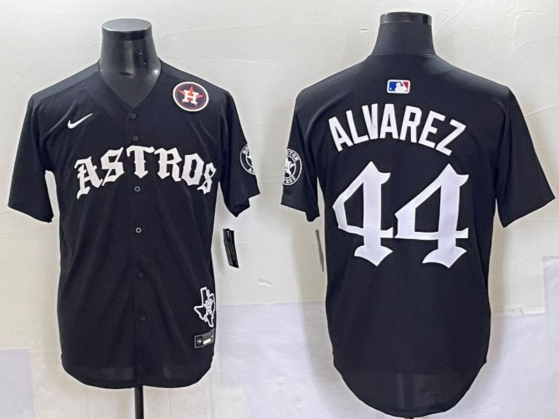 Men 2025 Houston Astros 44 Alvarez Black Seven generations Joint Name Nike MLB Jersey style 11